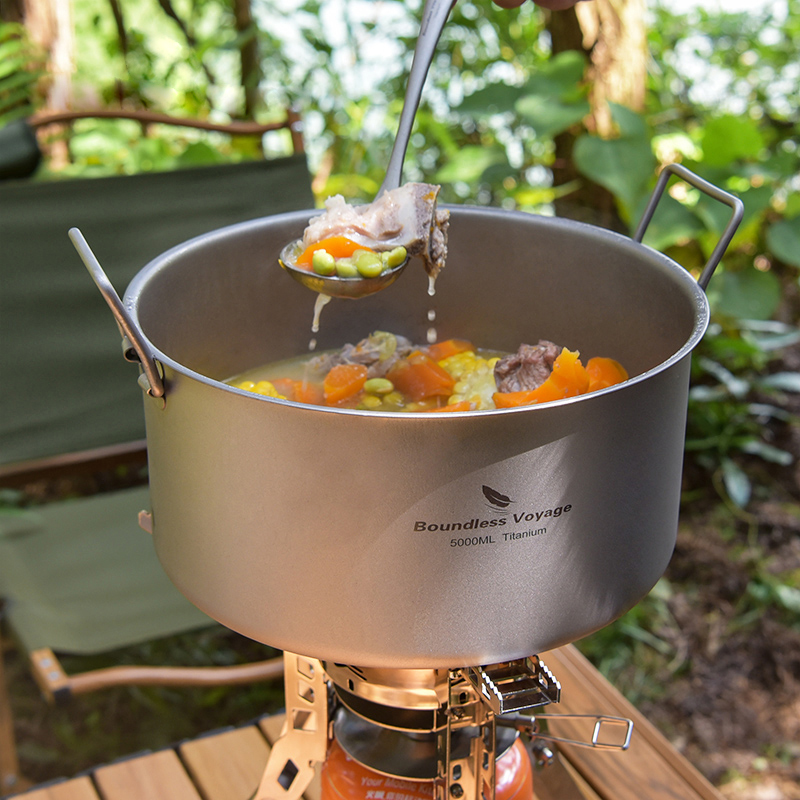 Camping Cooking Pot Large - Bezgraniczna podróż tytanowy garnek przenośna o