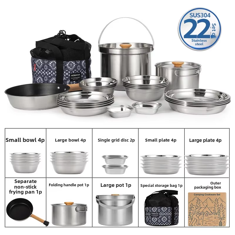 Camping Cooking Ware - NOBANA najnowszy zestaw garnków ze stali