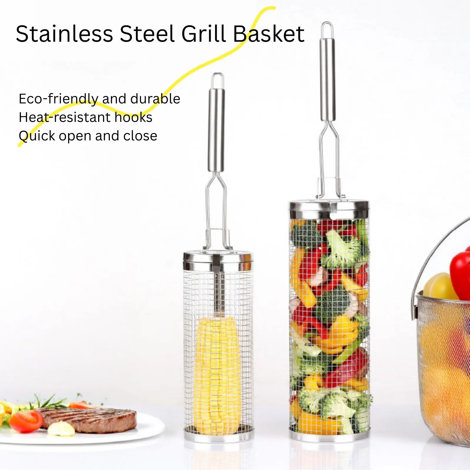 Camping Cooking Vegetables - Kosz do grillowania ze stali nierdzewnej