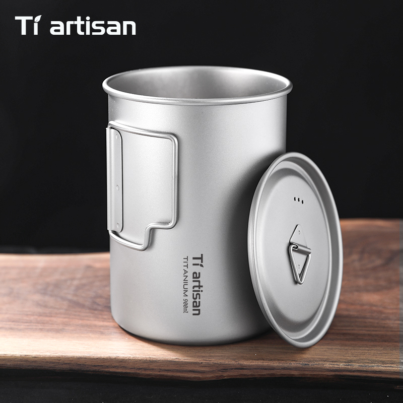 Camping Cooking Pot Large - Tiartisan 750ml/900ml Tytanowy Składany Kubek Kempingowy