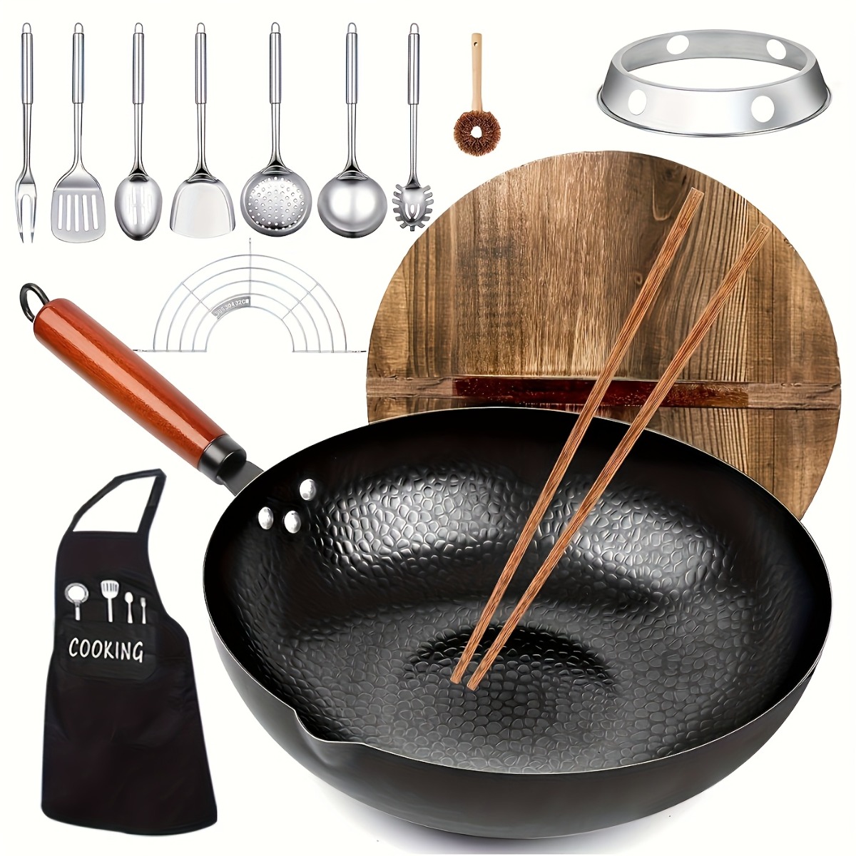 Zestaw woka z żeliwa o średnic – Camping Cooking Vegetables recenzja i cena