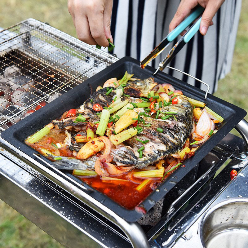 Gruba kwadratowa patelnia gril – Camping Cooking Ware recenzja i cena